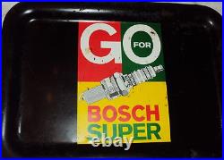 Vintage Old Advertising Tin Sign Tray Bosch Super Automobile Spark Plug 1950
