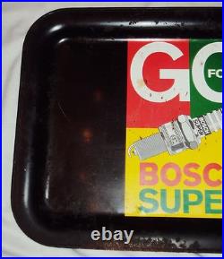 Vintage Old Advertising Tin Sign Tray Bosch Super Automobile Spark Plug 1950