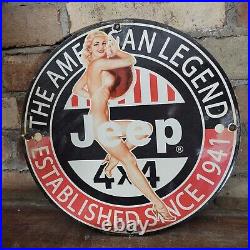 Vintage Old Jeep 4x4 Dealer Car Truck Suv Porcelain Dealership Metal Sign 12