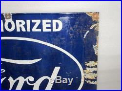 Vintage Old Rare Authorized Ford Service Station Ad Porcelain Enamel Sign Board
