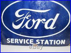 Vintage Old Rare Authorized Ford Service Station Ad Porcelain Enamel Sign Board