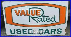 Vintage Oldsmobile Dealership Porcelain Sign Value Rated Used Cars SSP 54x30 HTF