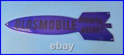 Vintage Oldsmobile Porcelain Gas Automobile Sales Service Dealership 17 Sign