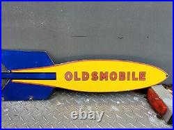 Vintage Oldsmobile Porcelain Sign Pontiac Car Dealer Garage Lube Oil Gas Service