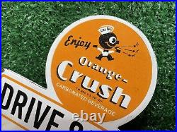 Vintage Orange Crush Porcelain Sign Soda Tag Topper Beverage Advertising Auto