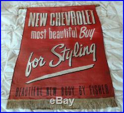 Vintage Original 1940's Chevrolet Chevy Dealer Showroom Banner Sign 40 x 27