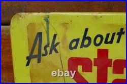 Vintage Original 1950s AUTO-LITE Ford Sta-Ful Batteries Gas Oil 34 Metal Sign