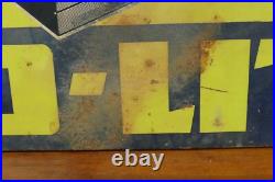 Vintage Original 1950s AUTO-LITE Ford Sta-Ful Batteries Gas Oil 34 Metal Sign