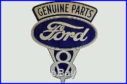 Vintage Original 2 SIDED Ford Genuine Parts Porcelain Sign 35X28