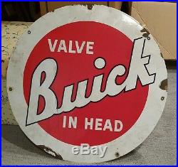 Vintage Original Buick Car porcelain dealer sign Valve in Head red & white rare