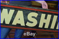 Vintage Original Car Washing Porcelain Sign Diamond Gas Early Service Station Ad