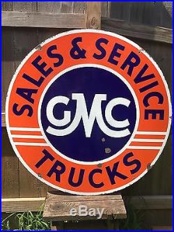 Vintage Original Double Sided 42 Round Porcelain GMC Investment Quality Sign