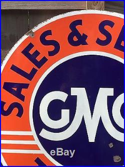 Vintage Original Double Sided 42 Round Porcelain GMC Investment Quality Sign