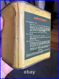 Vintage Original Early Auto Pontoklene Graphic Car Grease Cleaner Oil Can Tin