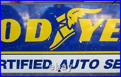 Vintage Original Good Year Certified Auto Service Sign 72 x 21 Aluminum