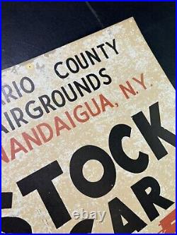 Vintage Original Graphic Ontario County Canandaigua Stock Car Racing Sign Poster