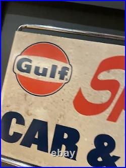 Vintage Original Gulf Oil Gas Display Rack for Quart Can Sign Specials Car Home