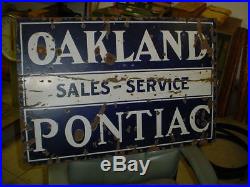 Vintage Original Oakland-pontiac Sales & Service 2 Side Porcelain Sign-car