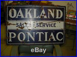 Vintage Original Oakland-pontiac Sales & Service 2 Side Porcelain Sign-car