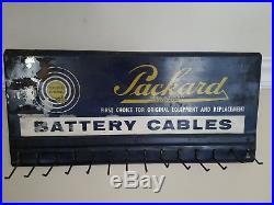 Vintage Original PACKARD Advertising Gas Oil Car BATTERY CABLE Display Rack SIGN
