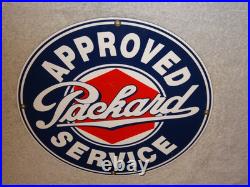 Vintage Original Packard Approved Service Porcelain Metal Car, Gasoline Oil Sign