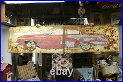 Vintage Original Plymouth Fury Tin Car Sign Metal Advertising Dealer Metal Garag