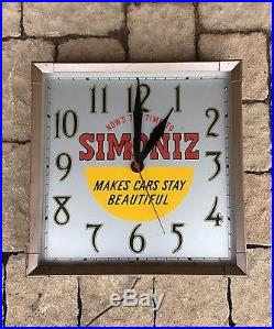 Vintage Original Simoniz Car Wax Clock Advertising Sign Gas & Oil