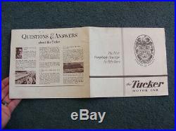 Vintage Original TUCKER Automobile Company Dealer Sales Brochure Fold Out Poster