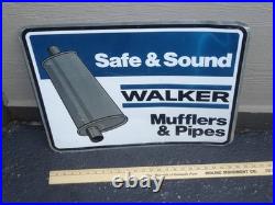 Vintage Original Walker Muffler & Pipes 24 Metal Gasoline & Oil Car Dealer Sign