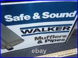 Vintage Original Walker Muffler & Pipes 24 Metal Gasoline & Oil Car Dealer Sign