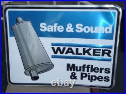 Vintage Original Walker Muffler & Pipes 24 Metal Gasoline & Oil Car Dealer Sign