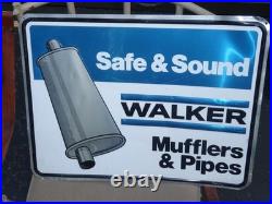 Vintage Original Walker Muffler & Pipes 24 Metal Gasoline & Oil Car Dealer Sign