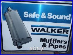 Vintage Original Walker Muffler & Pipes 24 Metal Gasoline & Oil Car Dealer Sign
