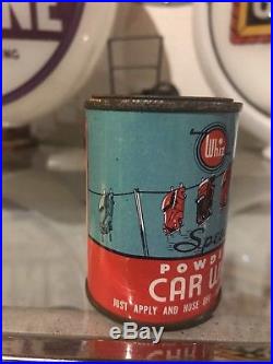 Vintage Original Whiz Car Wash Powder 1940 Ford Motor Oil Can Metal Graphic
