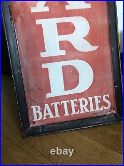 Vintage Original Willard Batteries Advertising Sign Car Gas Oil Display Auto