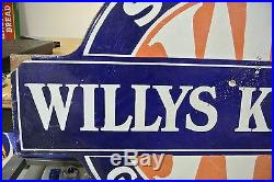 Vintage Original Willys Knight Service Porcelain Sign No Reserve