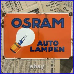 Vintage Osram Auto Lampen 8x12 Inches Porcelain Enamel Sign