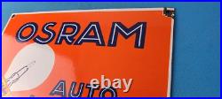 Vintage Osram Porcelain Gas Electric Auto Lampen Gas Service Station Pump Sign