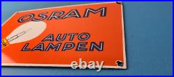 Vintage Osram Porcelain Gas Electric Auto Lampen Gas Service Station Pump Sign