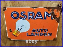 Vintage Osram Porcelain Sign Gas Lighting Signage Auto Lampen Light Bulb Oil