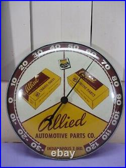 Vintage PAM CLOCK Styl Allied Auto Parts Wall Thermometer Indianapolis NAPA 1958