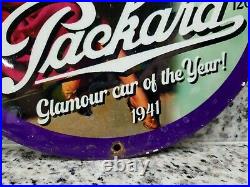 Vintage Packard Porcelain Sign Automobil Dealer Gas Oil Garage Metal Man Cave