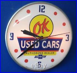 Vintage Pam CHEVROLET OK USED CARS Advertising Clock