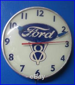 Vintage Pam Lighted Advertising Clock FORD V8