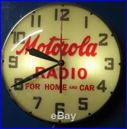Vintage Pam Lighted Advertising Clock MOTOROLA RADIO FOR HOME & CAR