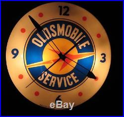 Vintage Pam Lighted Advertizing Clock OLDSMOBILE SERVICE