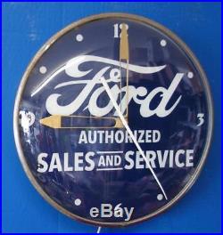 Vintage Pam Lighted FORD AUTHORIZED SALES & SERVICE Advertising Clock
