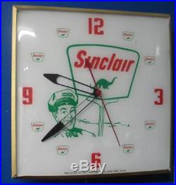 Vintage Pam SINCLAIR MAN With DINO Lighted Advertising Clock