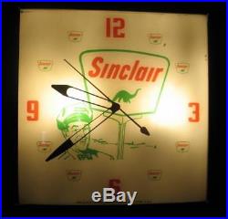 Vintage Pam SINCLAIR MAN With DINO Lighted Advertising Clock