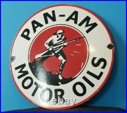 Vintage Pan-am Gasoline Porcelain Soldier Gas Auto Oil Service Station Pump Sign